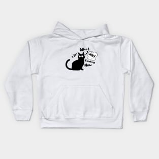 What I am thinking now | Funny hungry black cat Kids Hoodie